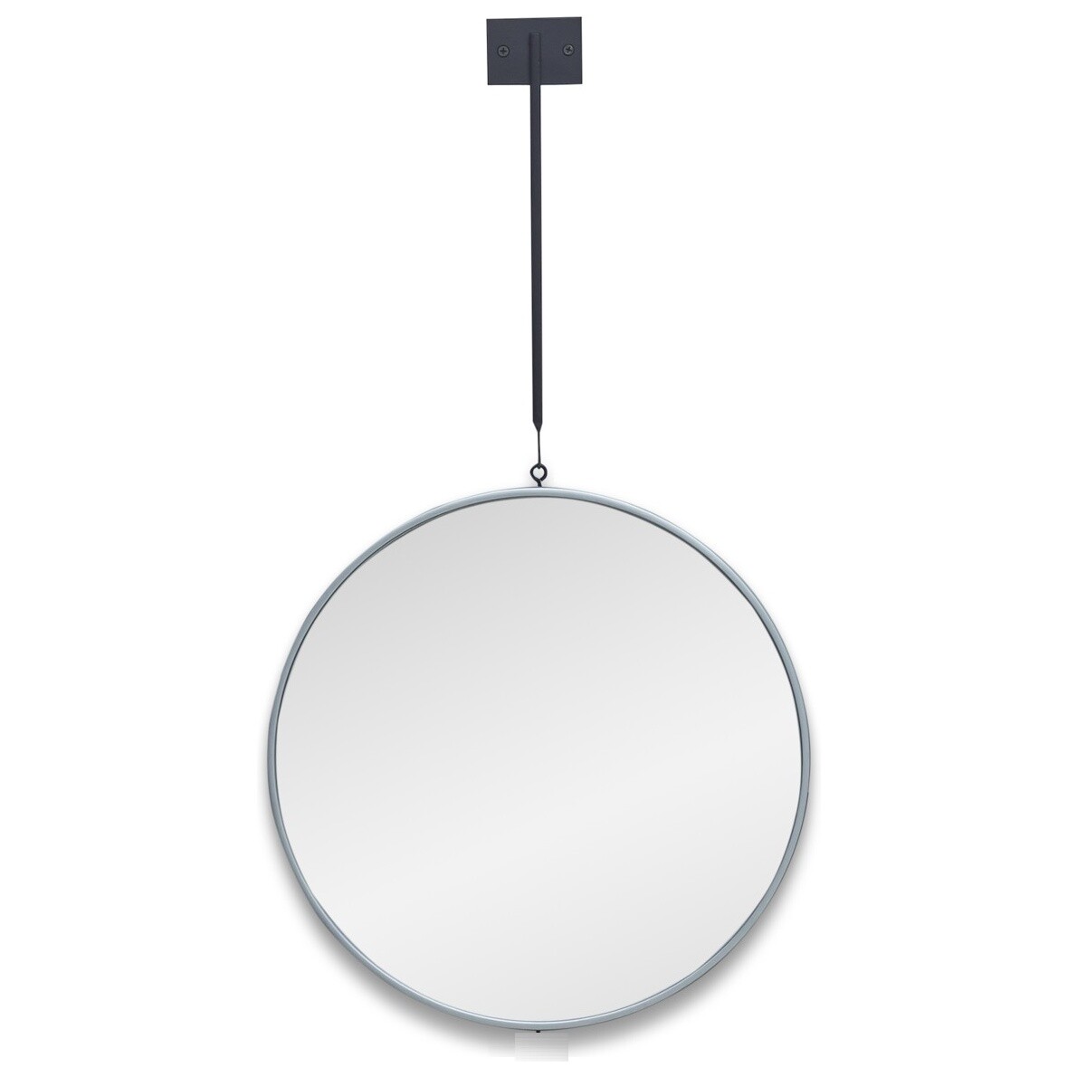 Зеркало настенное круглое на подвесе в тонкой раме серебро Tandem M Silver
