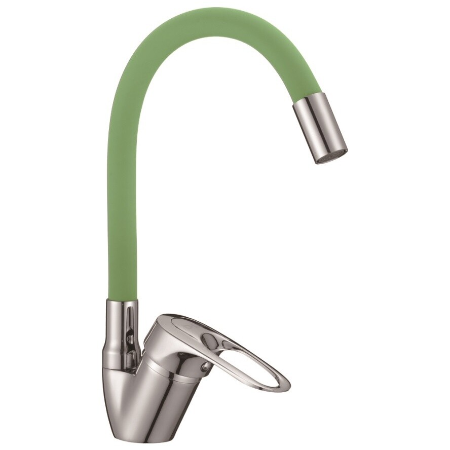 Смеситель для кухни с гибким изливом зеленый, хром D-Lin D150628-5C