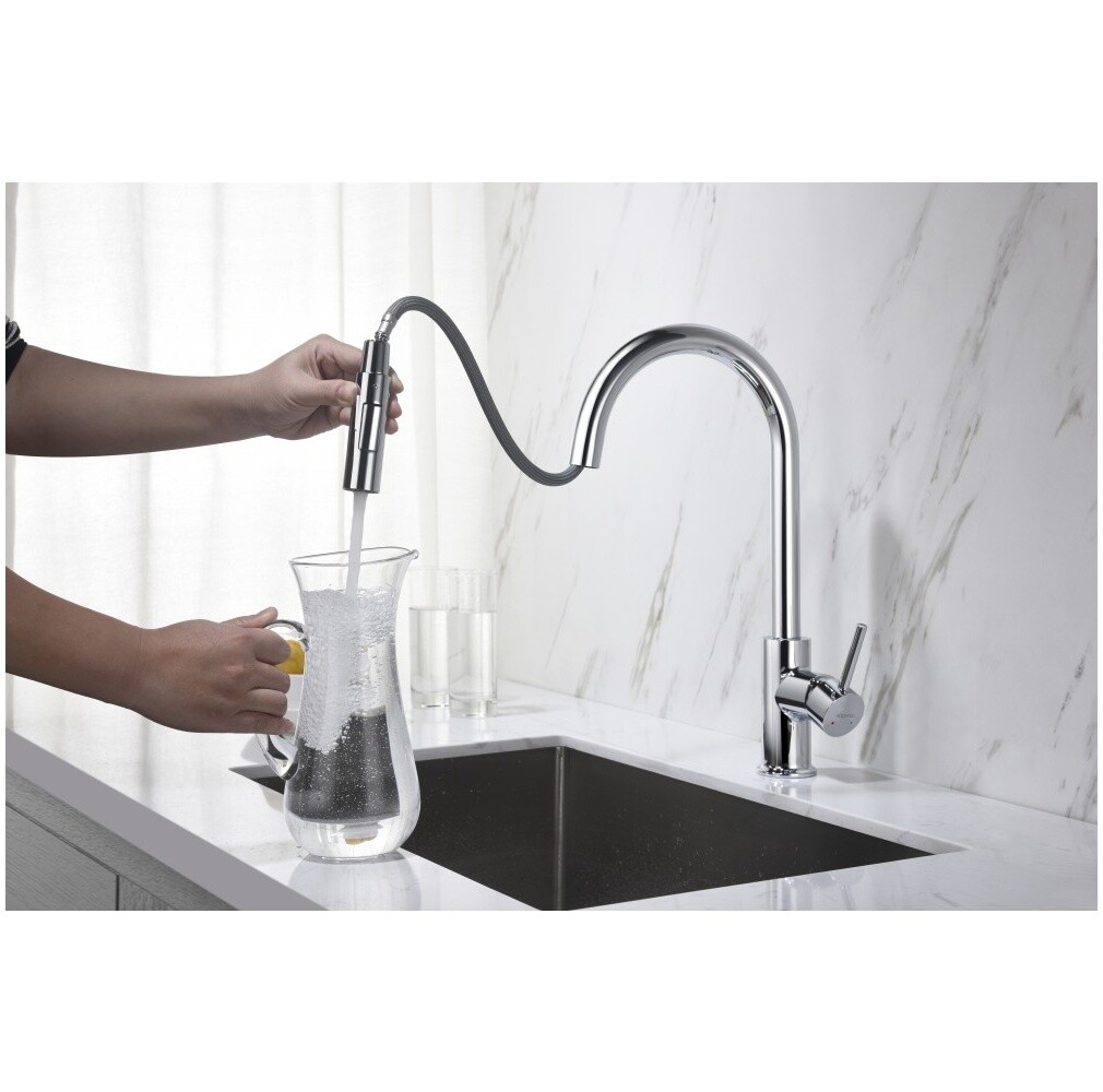 Смеситель для кухни с вытяжным изливом хром Aquatek "Лугано" AQ1784CR - изображение 5