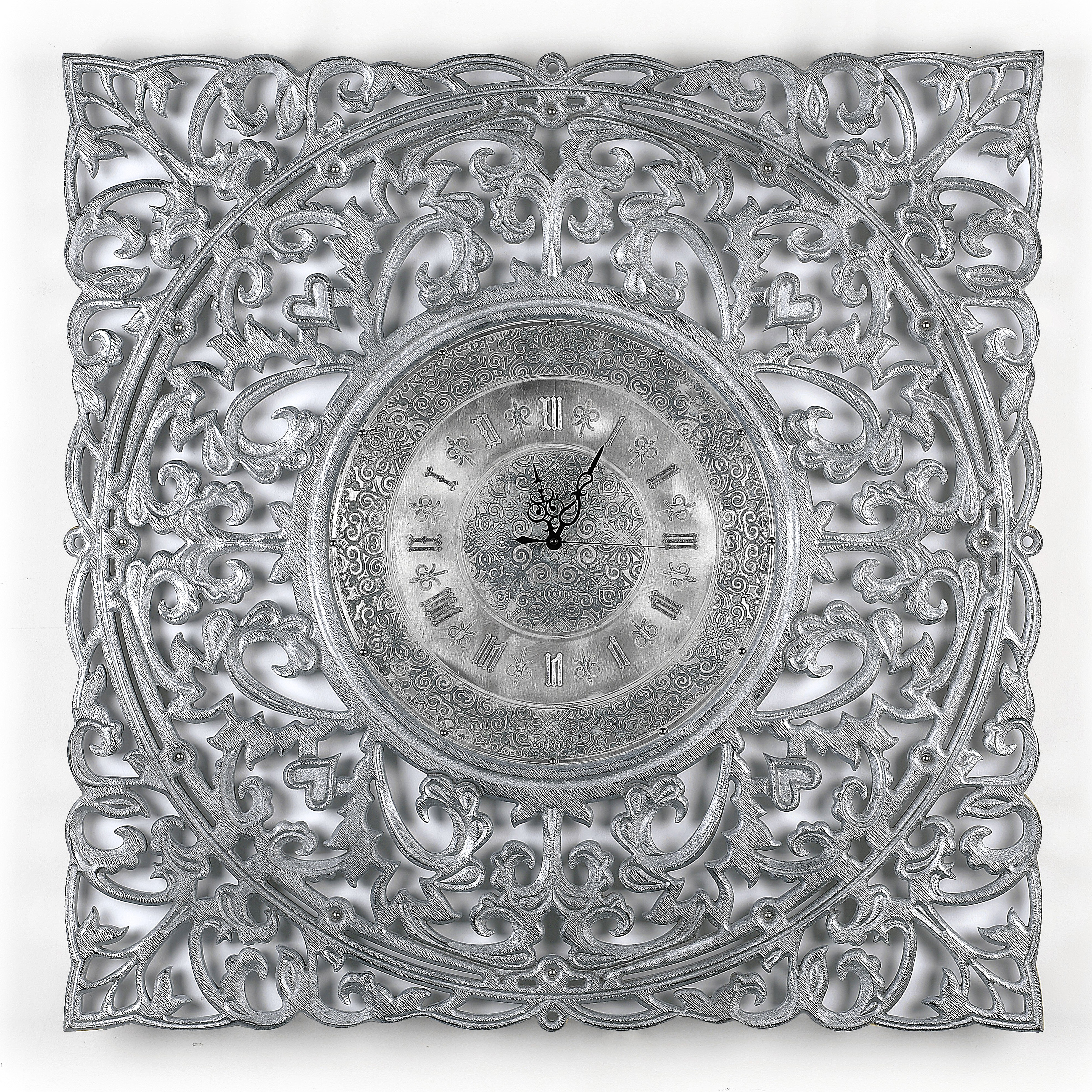 Часы настенные квадратные серебро с черным Vintage