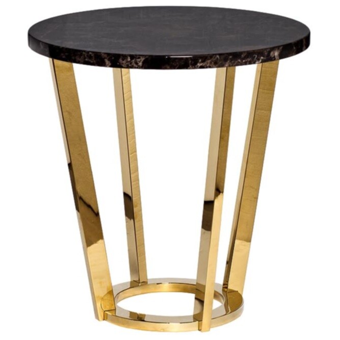 Приставной столик круглый с золотым основанием 55 см Dark Emperador