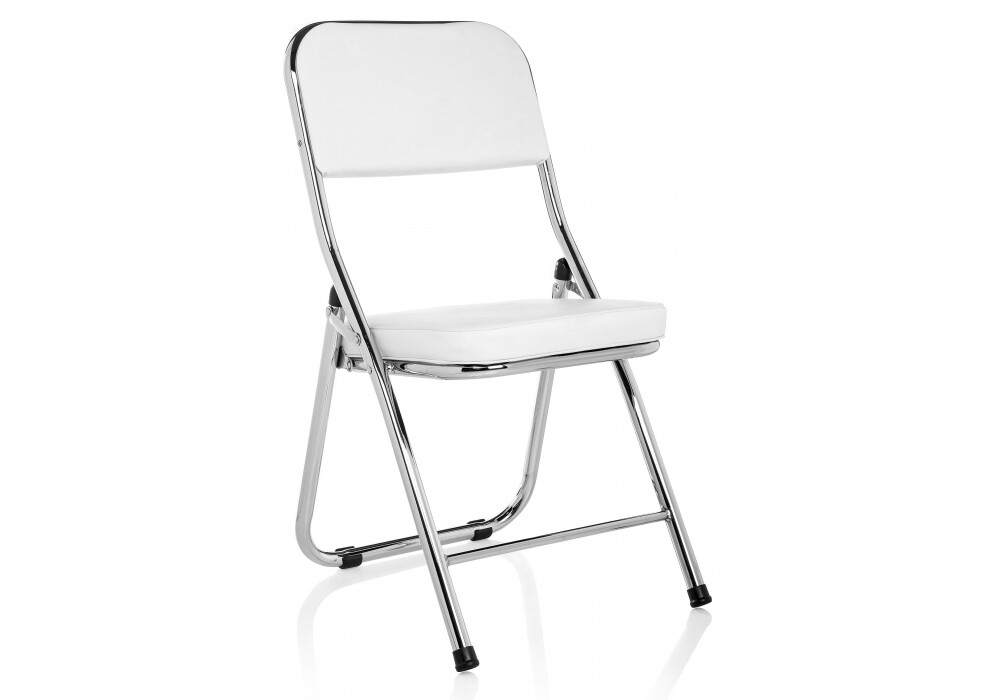Стул мягкий раскладной на металлическом каркасе белый Chair