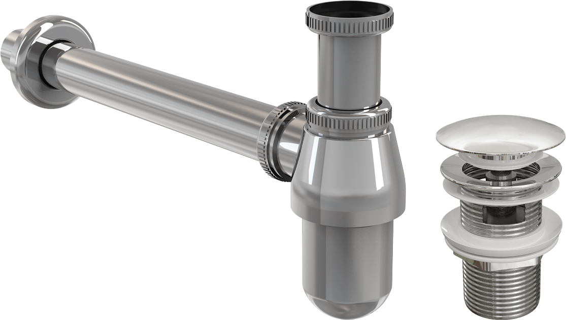 Сифон для раковины хром AlcaPlast A431 с донным клапаном Stworki &quot;Монтре&quot; MO-08cr