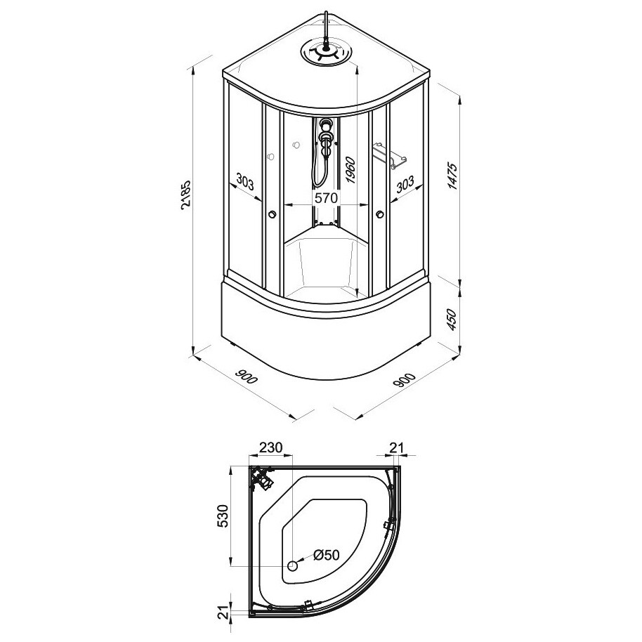Душевая кабина четверть круга с высоким поддоном 90х90 см белая Triton "Мозаика Б" Щ0000061834 - изображение 10