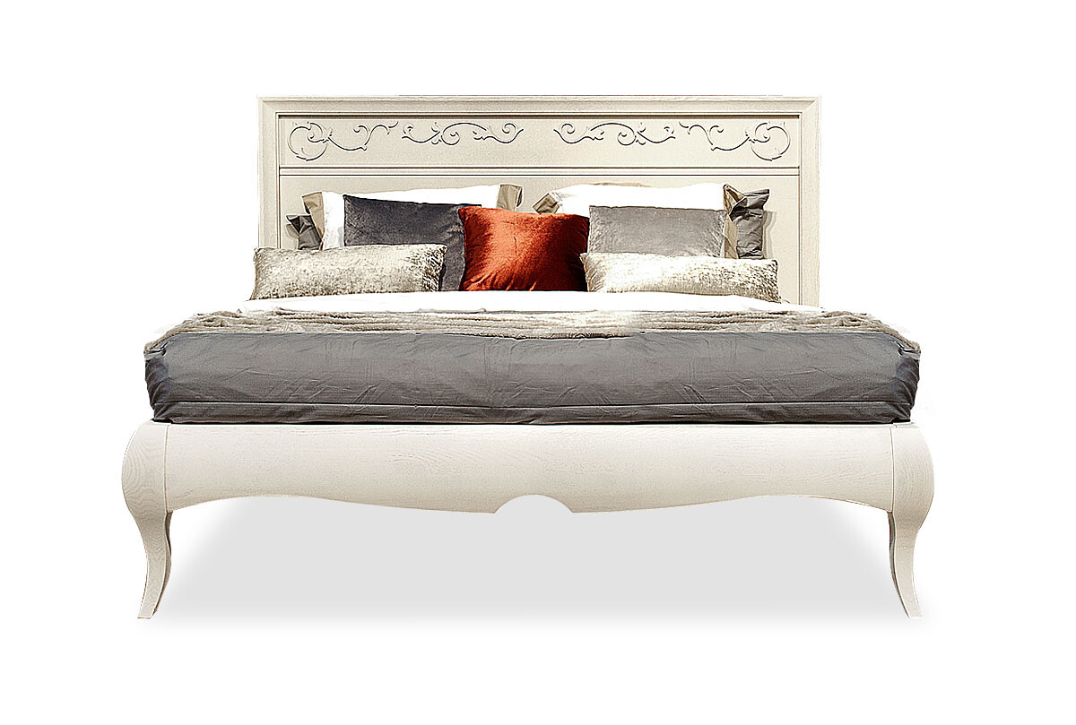 Кровать двуспальная белая эмаль с темной патиной 180х200 см &quot;Соната&quot;