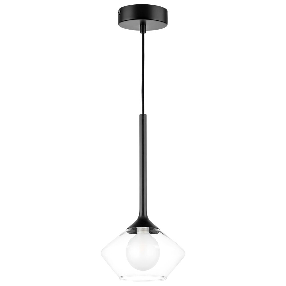 Светильник подвесной со стеклянным плафоном черный, прозрачный Vetro 801202