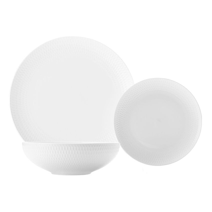 Столовая посуда фарфоровая на 4 персоны 12 предметов белая &quot;Даймонд&quot;
