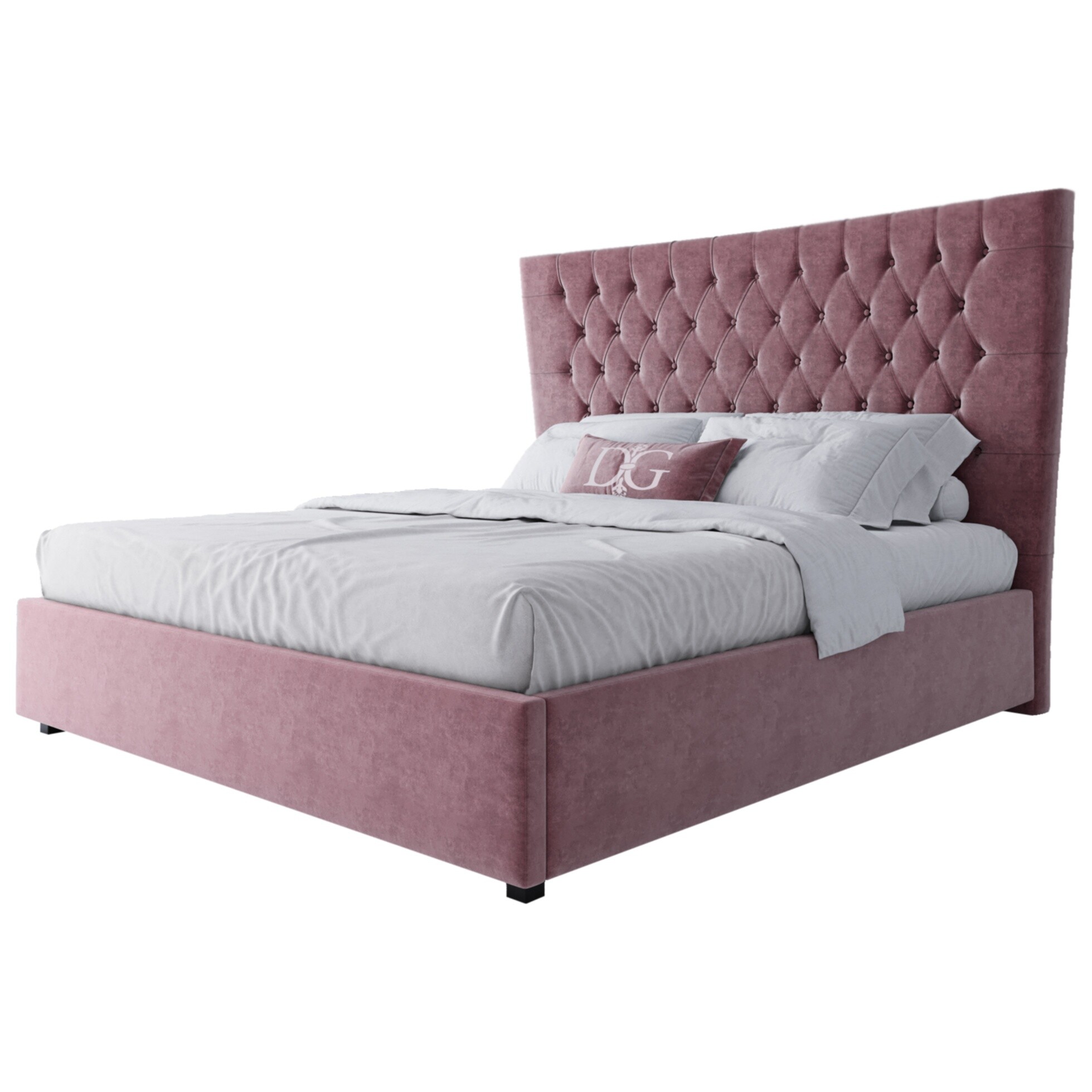 Кровать двуспальная с мягким изголовьем 180х200 см пыльная роза QuickSand