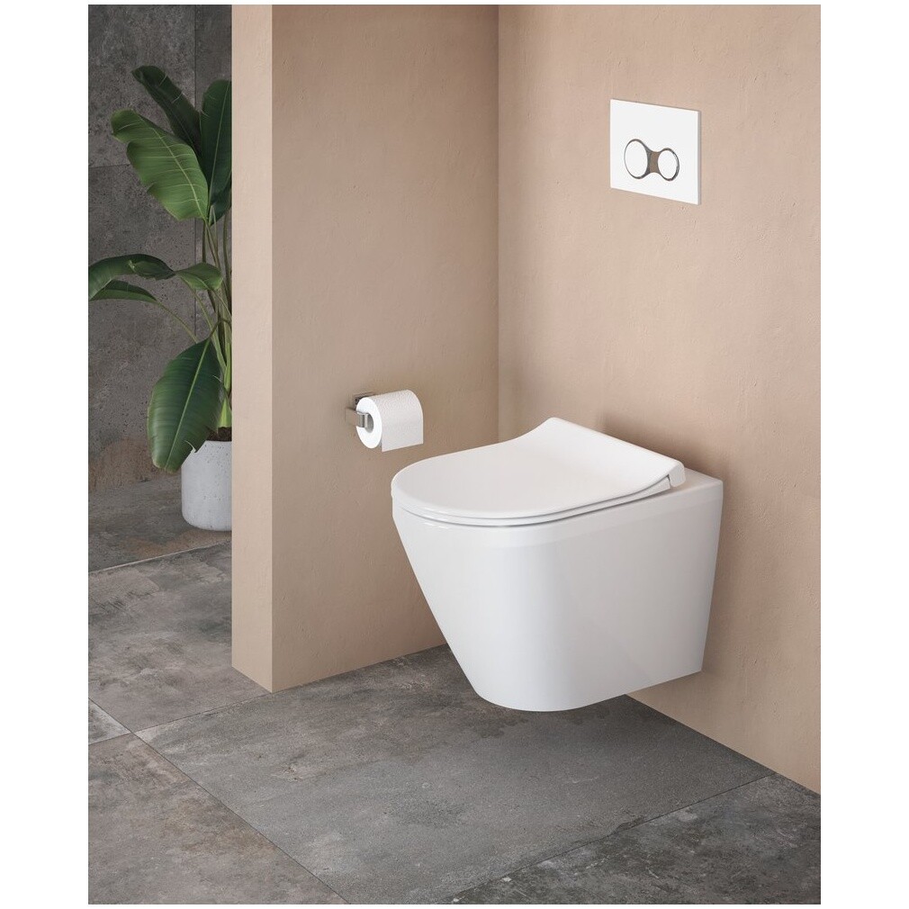 Унитаз подвесной с инсталляцией и кнопкой смыва хром Vitra Integra Round 9856B003-7205 - изображение 5