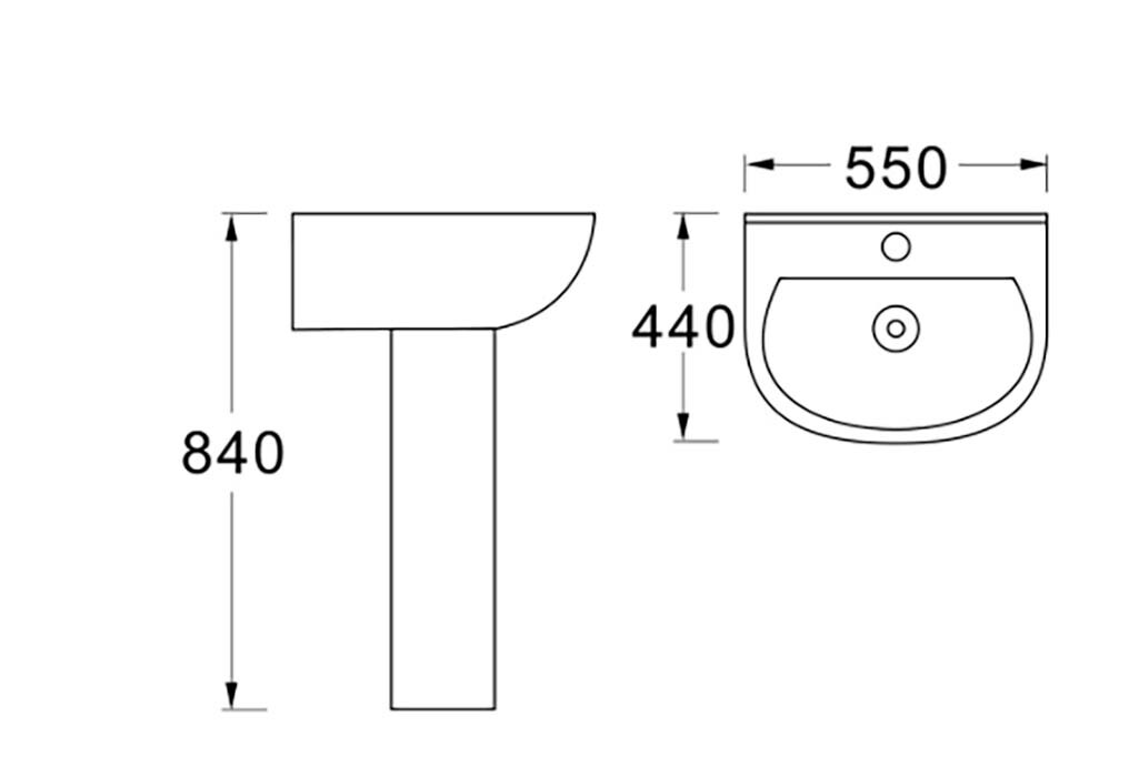 Раковина подвесная фарфоровая полукруглая 44х55 см белая Aquatek AQ5420-00 - изображение 6
