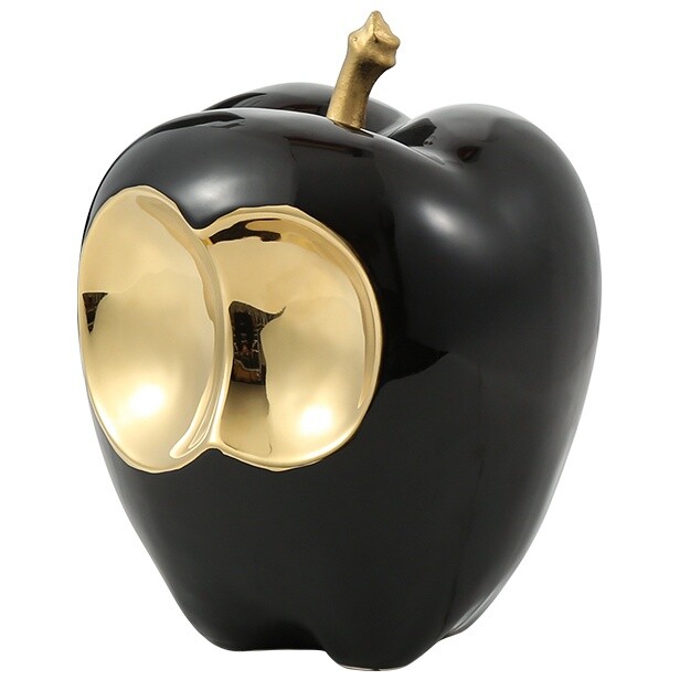 Статуэтка настольная керамическая черная, золотая Apple decoration