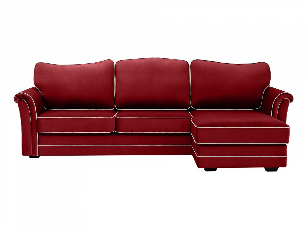 Угловой диван-кровать с оттоманкой правый бордовый Sydney