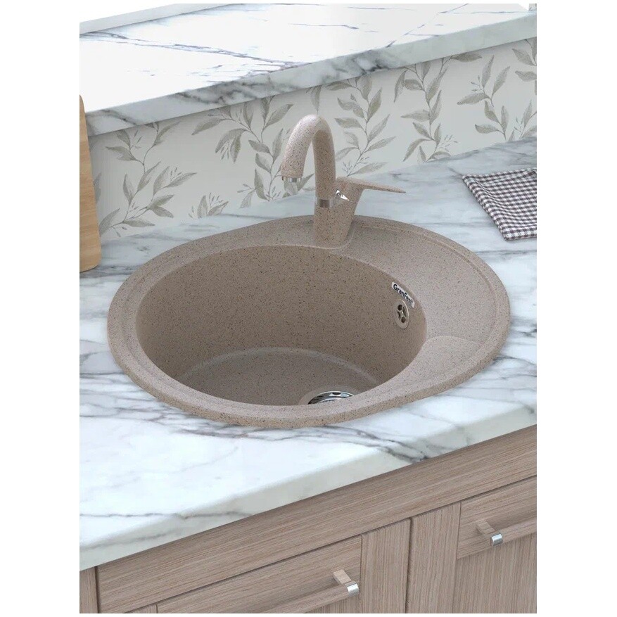 Мойка кухонная круглая бежевая Reflection Allonge RF0658BE - изображение 6