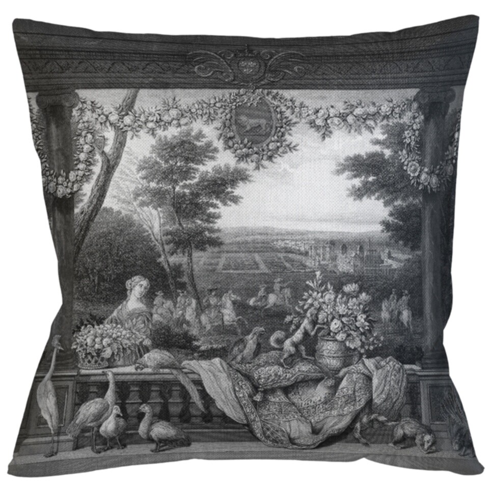 Подушка декоративная с принтом черно-белая «Венсен»