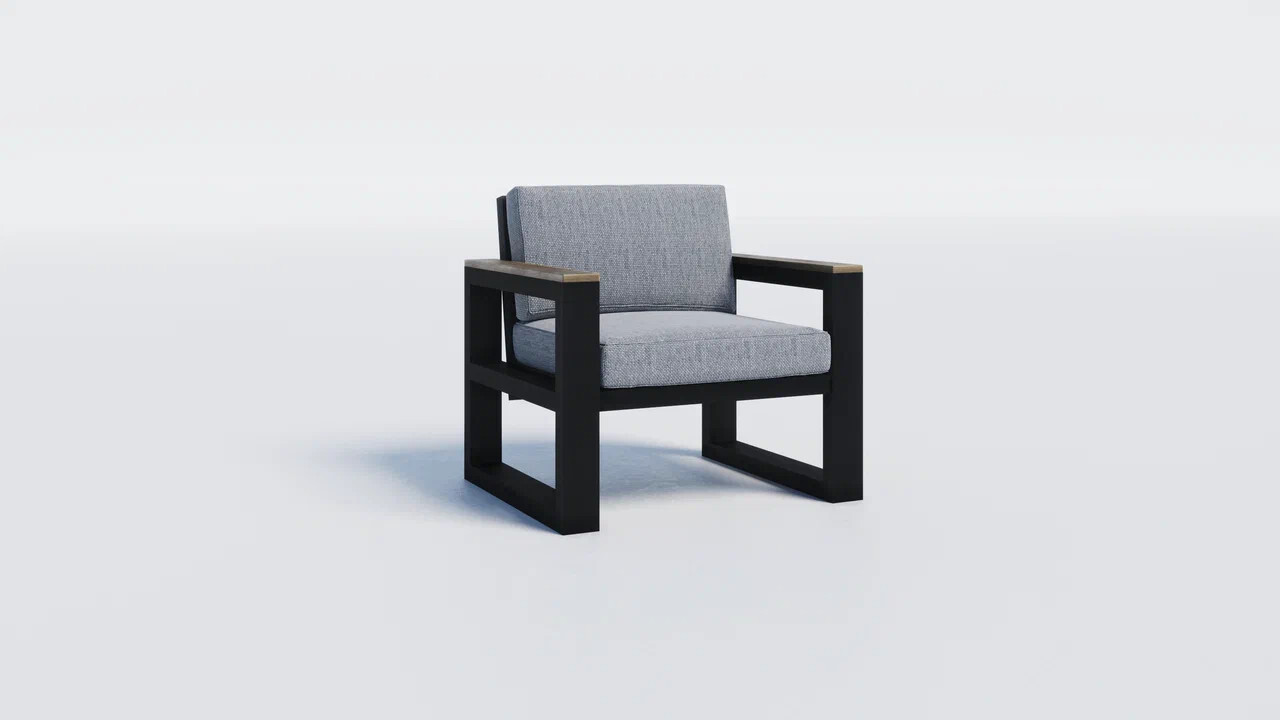 Кресло алюминиевое с подлокотниками черно-серое &quot;Медисон&quot;