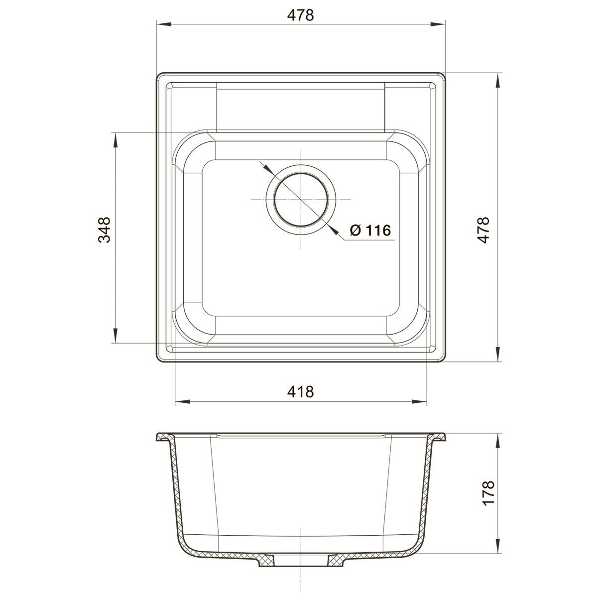 Мойка кухонная черная Reflection Etude RF0353BL - изображение 4
