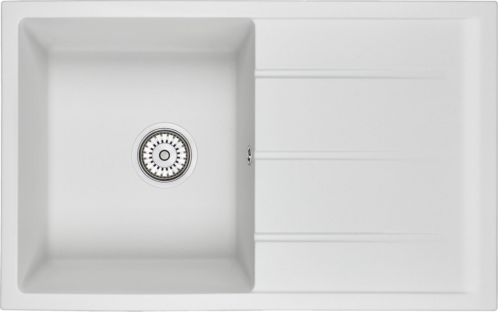 Мойка кухонная 80х50 см белая Domaci "Солерно" EMQ-1800.Q со смесителем EC-3008 и дозатором 401 - изображение 7