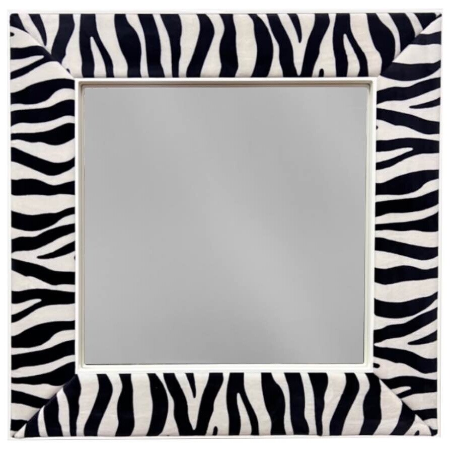 Зеркало настенное квадратное с текстильной рамой 63 см бело-черное Z9-1