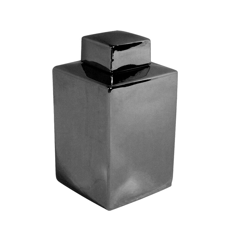 Ваза с крышкой керамическая 38х22 см черный никель Supperclub Medium