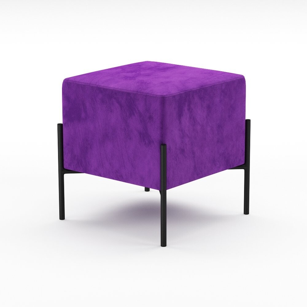 Пуф квадратный на металлических ножках фиолетовый Cube