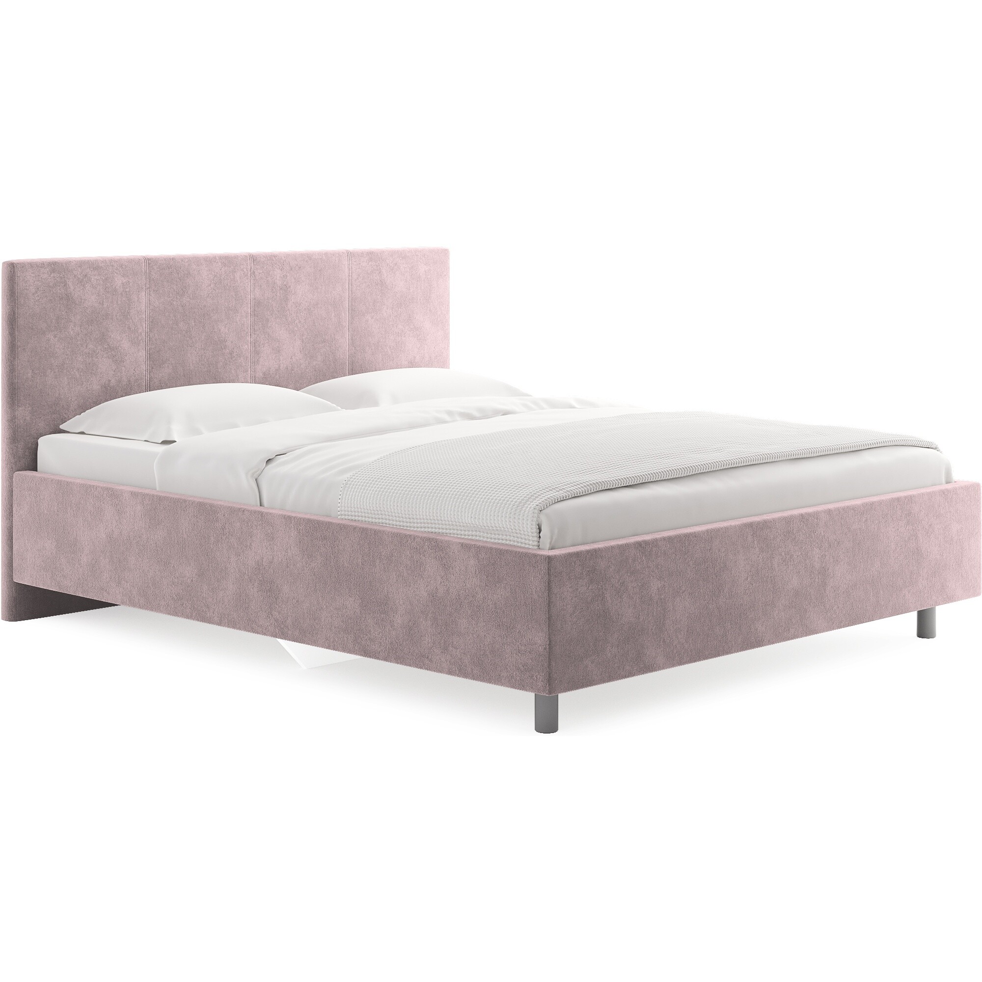 Кровать полутораспальная с мягким изголовьем 120х190 см микровелюр лиловая Prato