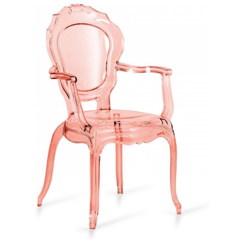 Кресло пластиковое с подлокотниками розовое Gentry