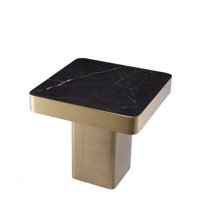 Приставной столик с мраморной столешницей латунь Luxus