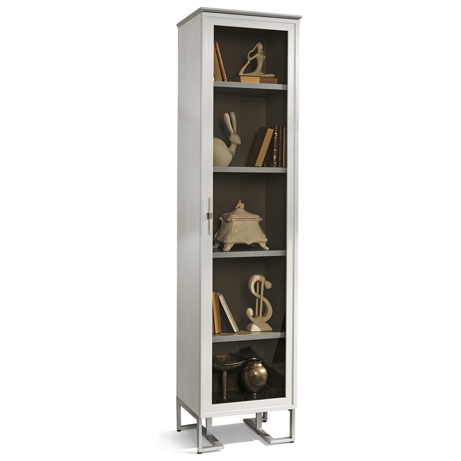 Книжный шкаф однодверный на металлических ножках 52 см светло-серый Palmari