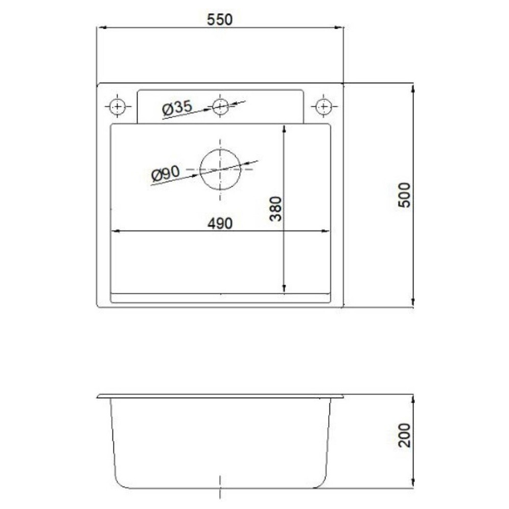 Мойка кухонная прямоугольная 55х50 см гравий Reflexion Cubi RX1555GR - изображение 4