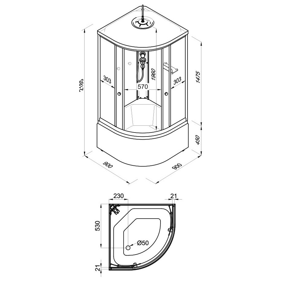 Душевая кабина четверть круга с высоким поддоном 90х90 см белая Triton "Полосы Б" Щ0000061836 - изображение 8