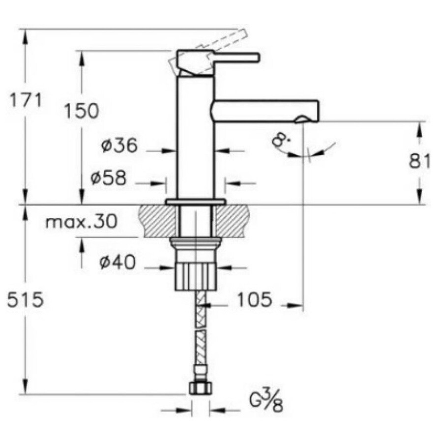 Смеситель для раковины однорычажный медный Vitra Origin A4255526 - изображение 4