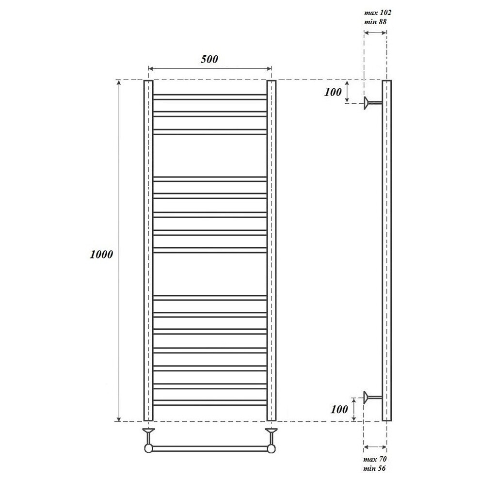 Полотенцесушитель электрический 50х100 см хром Point "Аврора" PN10150SE П15 - изображение 4