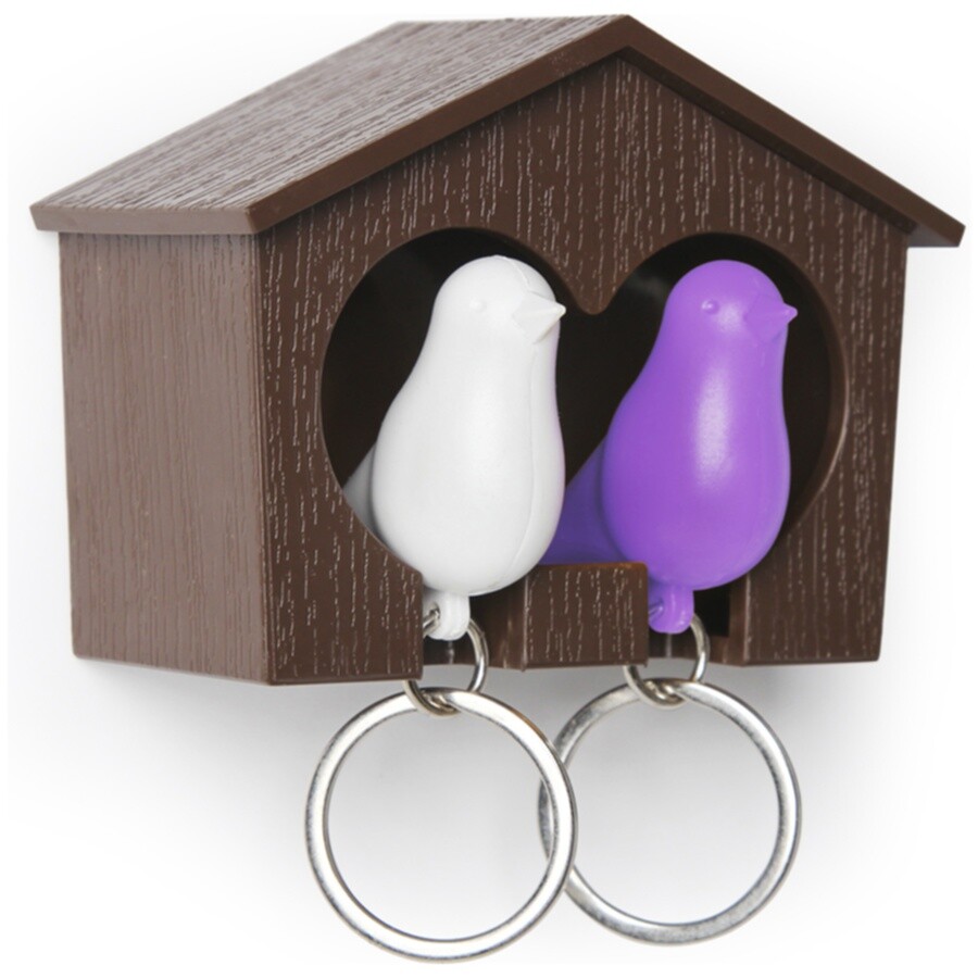 Держатель для ключей коричневый, белый, фиолетовый Duo Sparrow
