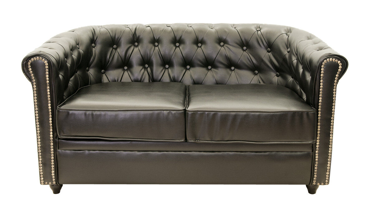 Двухместный кожаный диван Karo black 2S (Ширина 129 см)