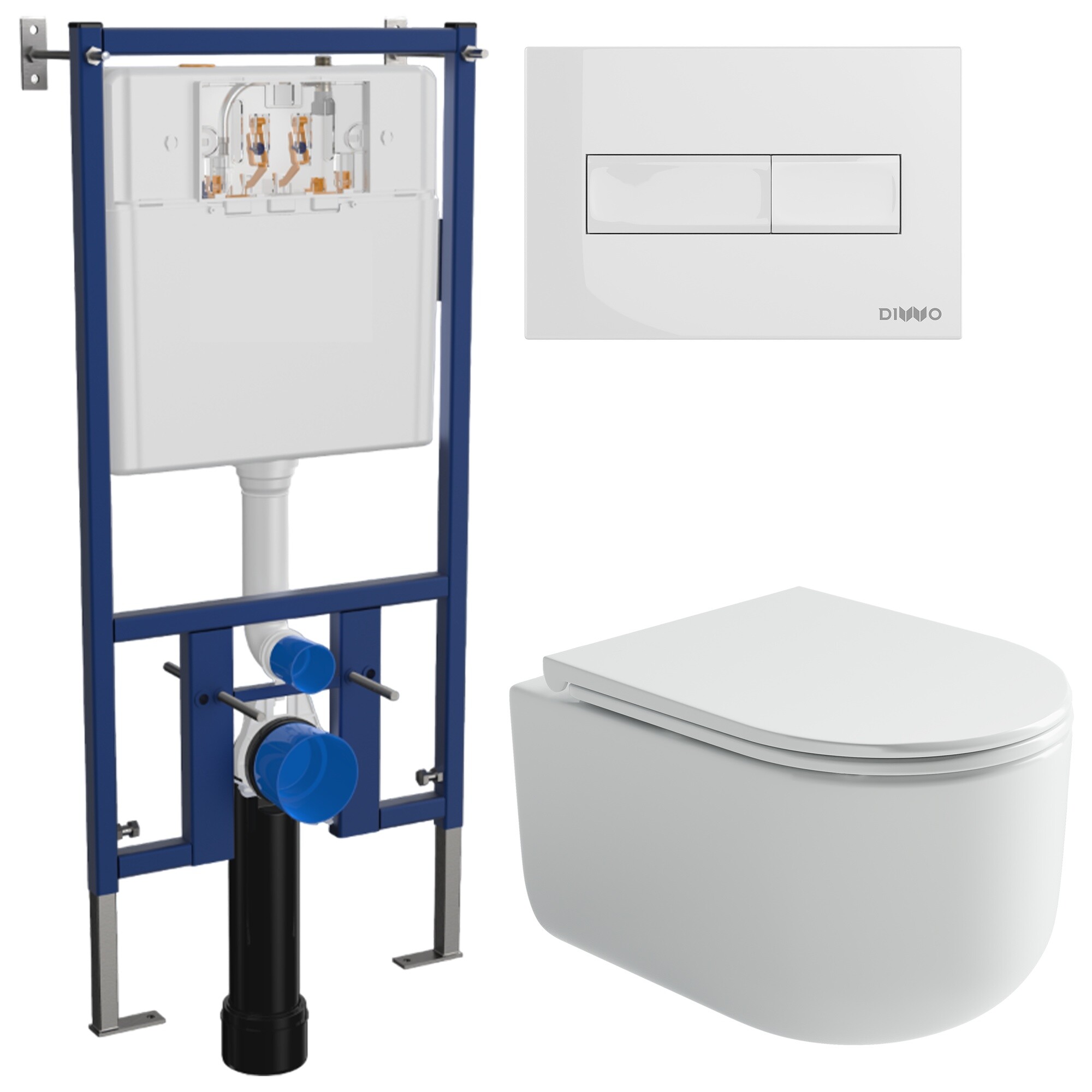 Унитаз подвесной Ceramicanova Ulma Rimless CN4006 с инсталляцией Diwo 4501, с кнопкой белой 7320