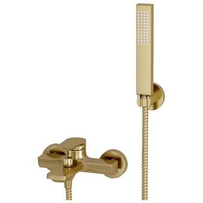 Душевой комплект с лейкой и коротким изливом матовое золото Wasserkraft Aisch 5501
