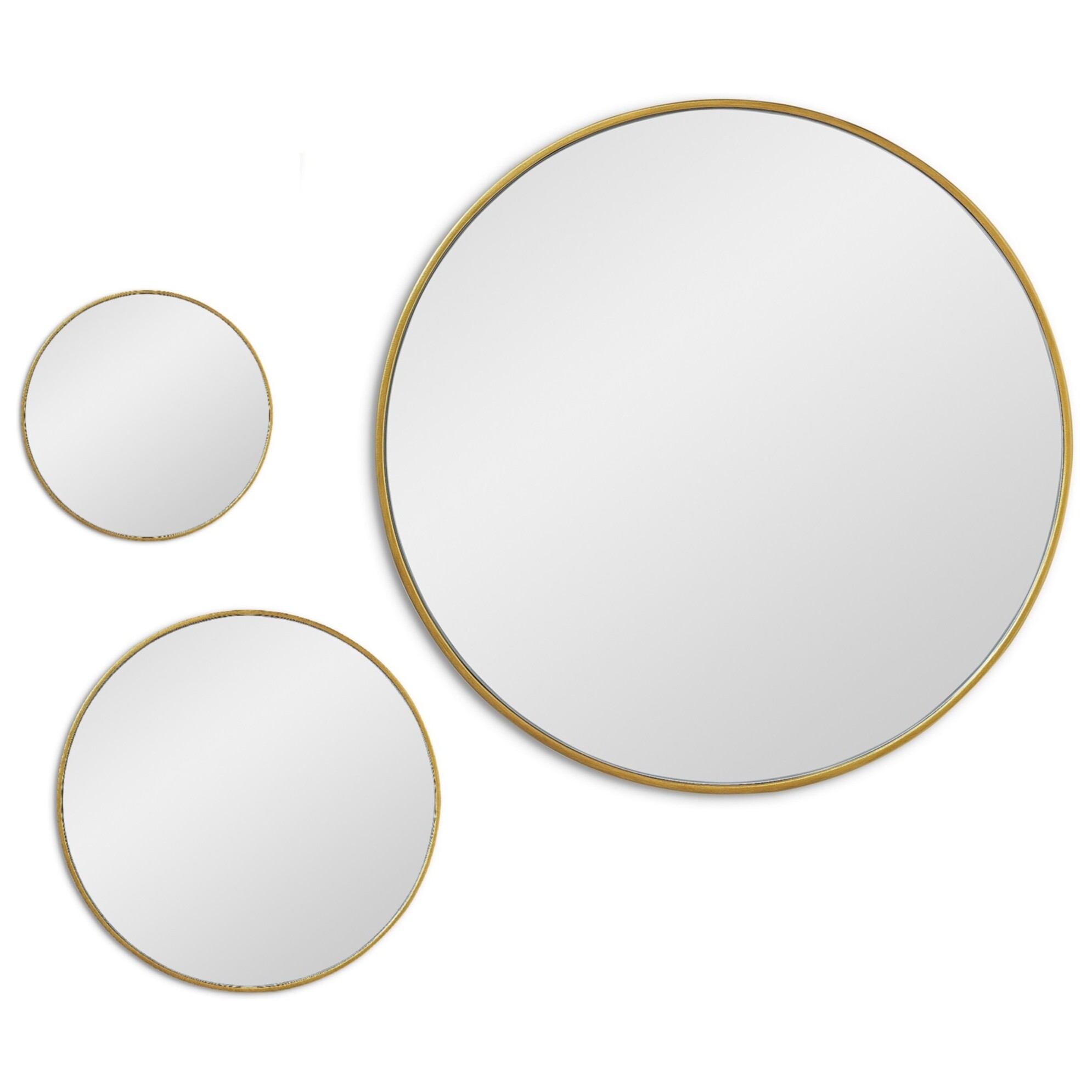 Зеркала настенные круглые в тонкой раме 3 шт золото Mars Gold
