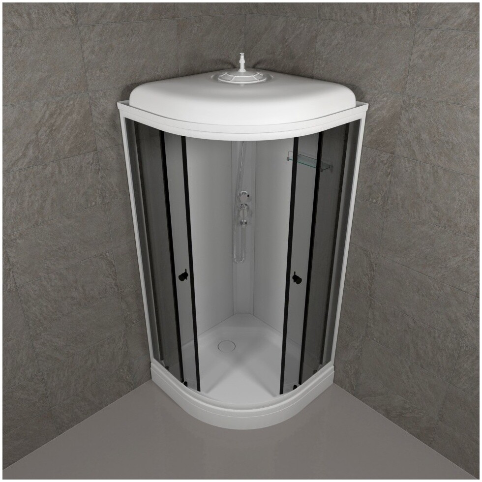 Душевая кабина четверть круга с низким поддоном 90х90 см белая Triton "Грэй А" Щ0000066462 - изображение 5