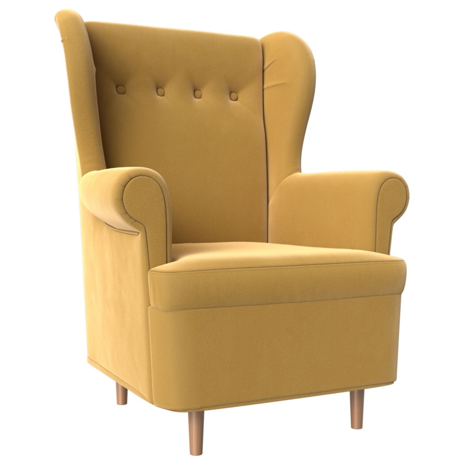 Мягкое кресло с ушами желтое &quot;Торин&quot;