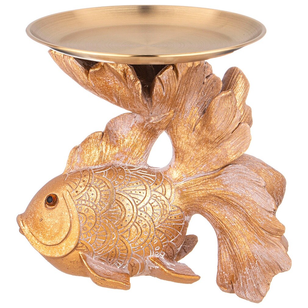 Подставка декоративная для мелочей 21 см золотая &quot;Рыба&quot;