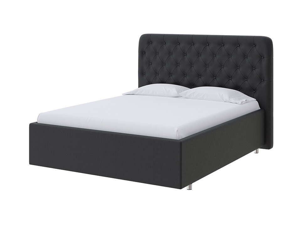 Кровать с мягким изголовьем односпальная 80х190 см черная Classic Large