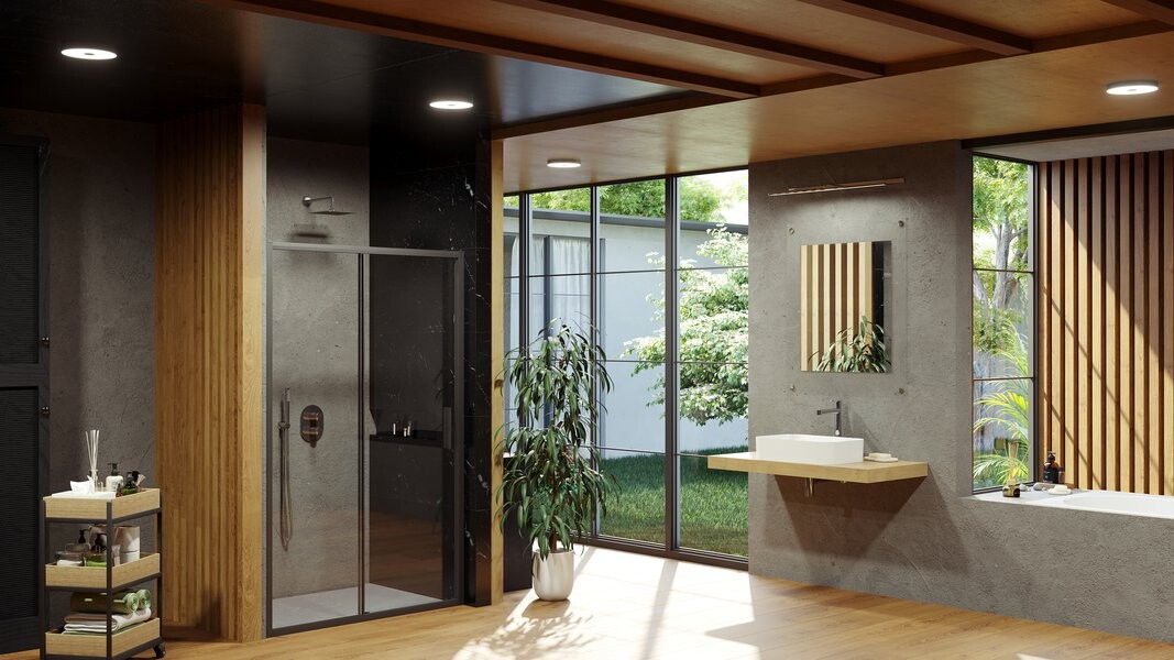 Душевая дверь прозрачная, черная Ravak Blix Slim BLSDP2-120 X0PMG0300Z1 - изображение 4