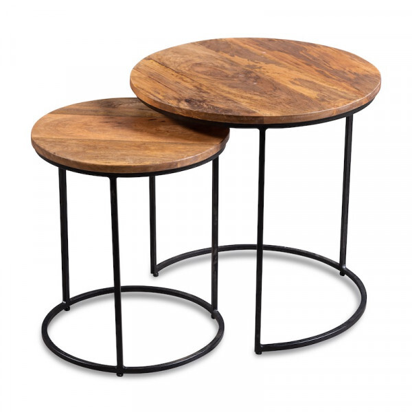 Приставной столик круглый деревянный &quot;Инду Гулаби&quot;, 2 штуки