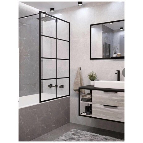 Шторка для ванной прозрачная, черная Cerutti SPA MUZA F80 - изображение 1