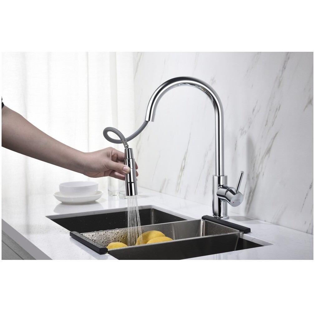 Смеситель для кухни с вытяжным изливом хром Aquatek "Лугано" AQ1784CR - изображение 8