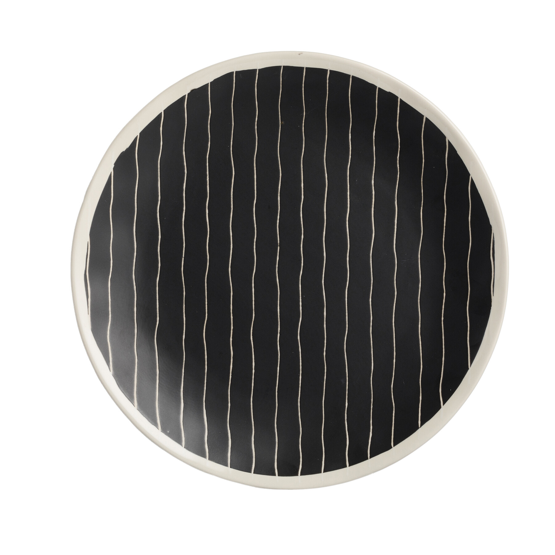 Тарелка керамическая ручной росписи 26 см черная Stripes