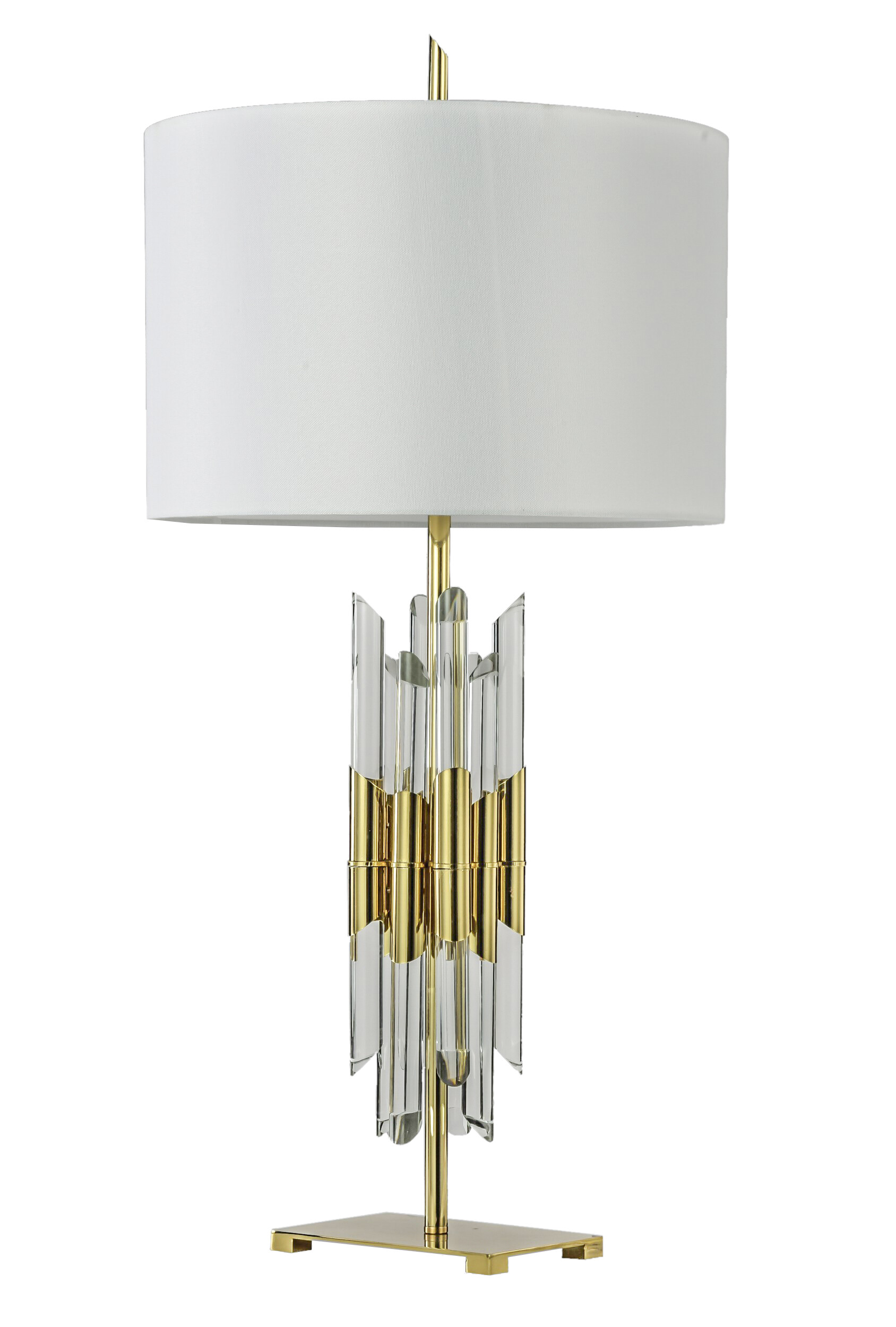 Лампа настольная с абажуром белая, золото Okama WTL1072-T400GD
