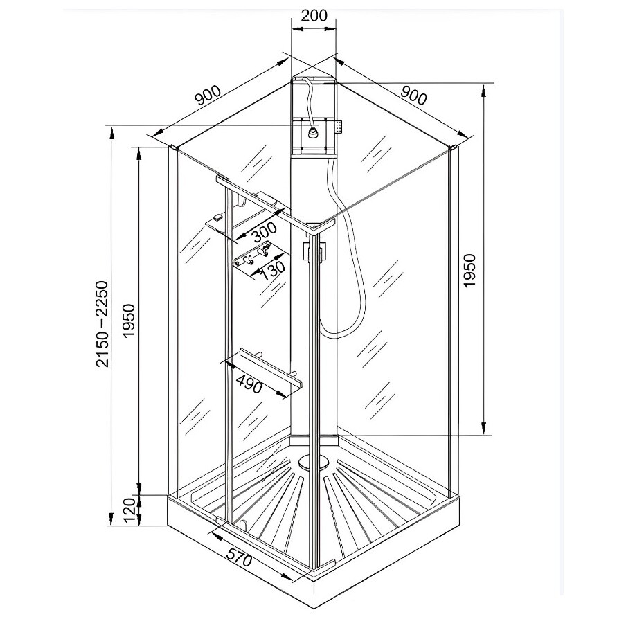 Душевая кабина с низким поддоном квадратная 90х90 см белая Cerutti SPA MiMi90B - изображение 6