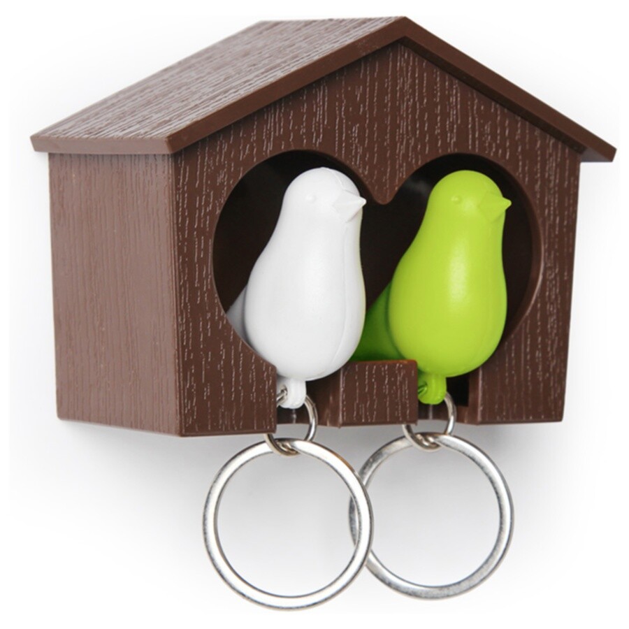Держатель для ключей коричневый, белый, зеленый Duo Sparrow