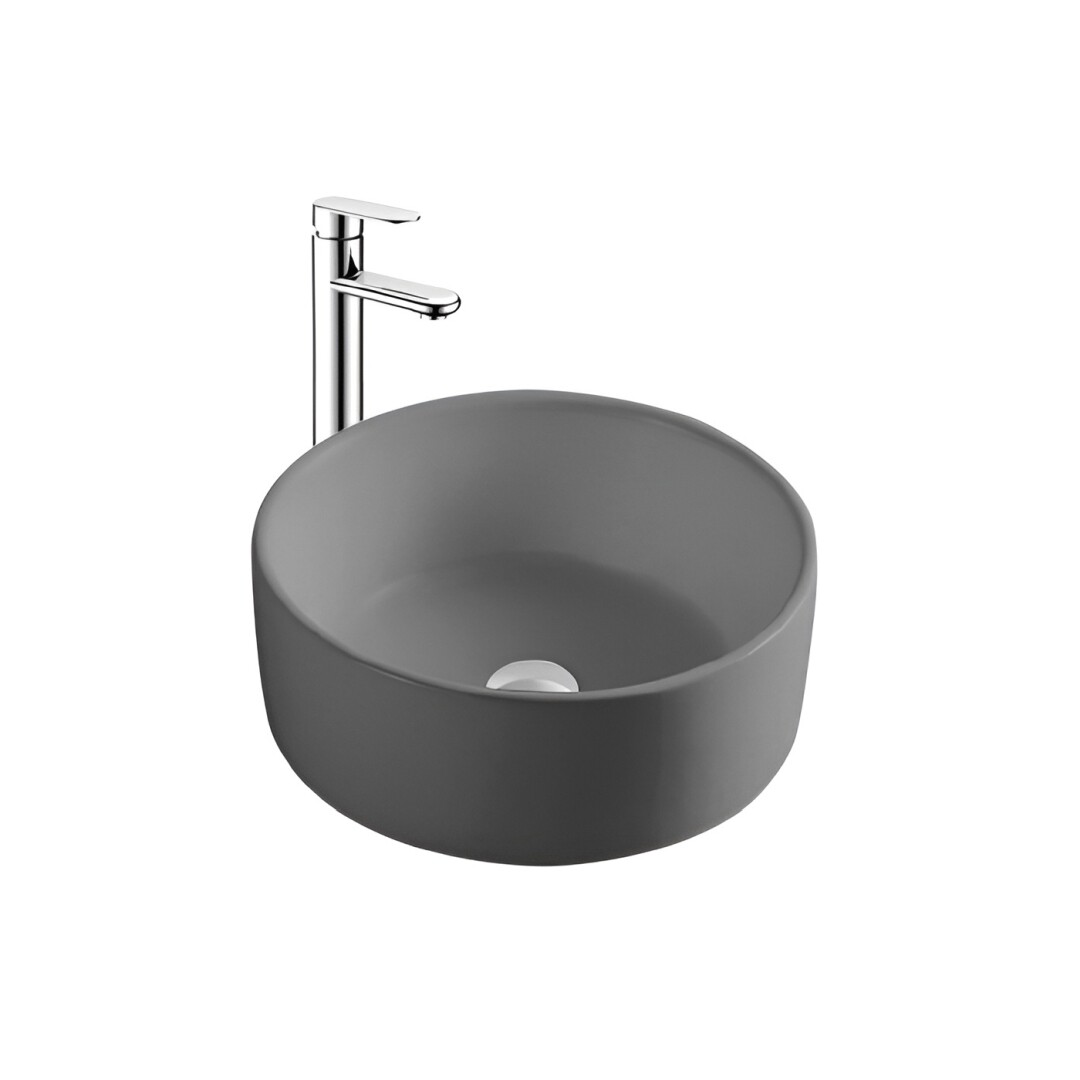 Раковина накладная фарфоровая круглая 40 см серая Aquatek AQ5118-MG